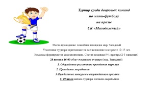 Турнир среди дворовых команд по мини-футболу на призы  СК «Молодежный»