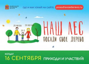 16 сентября в 10:00 в округе проёдет акция "Наш Лес. Посади свое дерево"