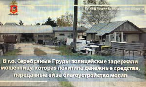 В Серебряных Прудах полицейские задержали мошенницу, которая похитила денежные средства, переданные ей на благоустройство могил